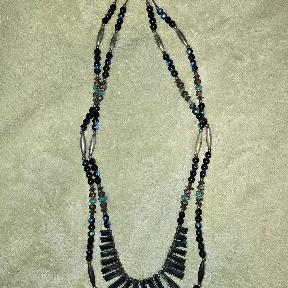 Statement Necklace Abalone, Turquoise, Silver Bib Necklace Southwestern